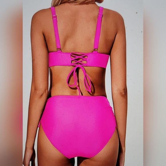 NWT SUPER HOT WRAP PUSH UP TUE BACK TOP SIDE ADJUST BOTTOM BOY SHORT HIGH LEG - Picture 2 of 12